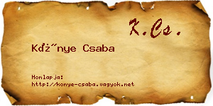 Könye Csaba névjegykártya